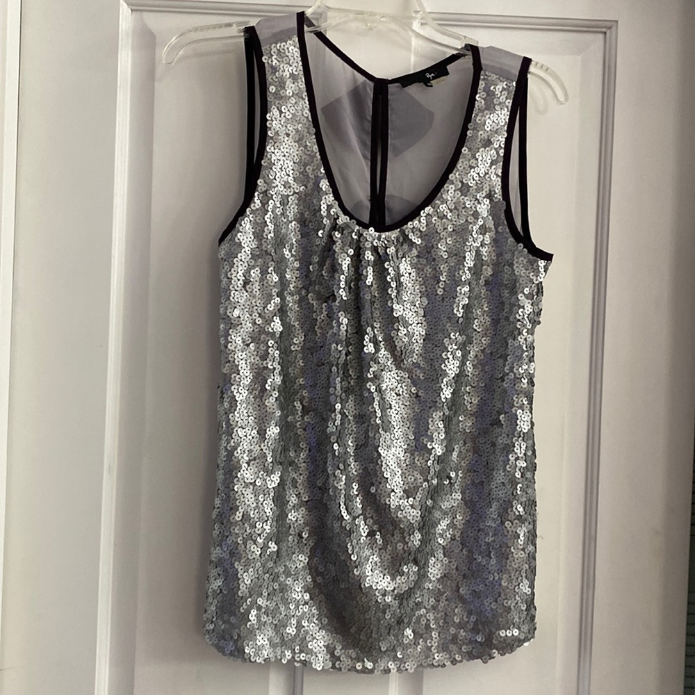 Ryu Sequin Tank Top Silver Purple Medium